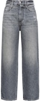(Women) PINKO SS24 Washed Button Straight-Leg Grey Jeans for Women. 103857A20T-PJS (Women) PINKO SS24 Washed Button Straight-Leg Grey Jeans for Women. 103857A20T-PJS