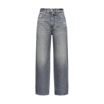 (Women) PINKO SS24 Washed Button Straight-Leg Grey Jeans for Women. 103857A20T-PJS