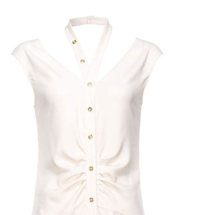 Shop (W) PINKO SS24 女士白色无袖中长连衣裙镂空设计. 103262A1NO-N96