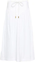 (Women) PINKO SS24 White Solid Color Mid-Length Drawstring Skirt for Women Casual Style 103452A1TX-Z04 (Women) PINKO SS24 White Solid Color Mid-Length Drawstring Skirt for Women Casual Style 103452A1TX-Z04