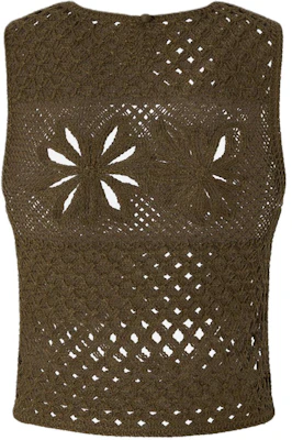 (Women) PINKO SS25 Sleeveless Crochet Tank Top Khaki Color 104733A2FF-X26 Buy (Women) PINKO SS25 Sleeveless Crochet Tank Top Khaki Color 104733A2FF-X26