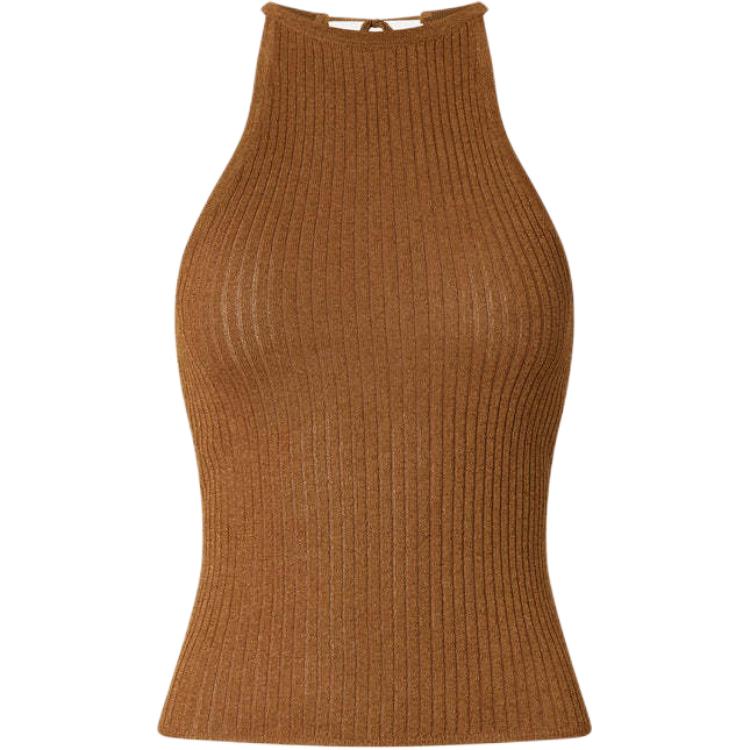 (Women) PINKO SS26 Off-Shoulder Tie Neck Ribbed Knit Tank Top Women 106884A3BD-L25