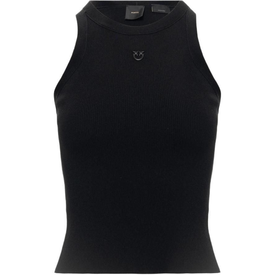 (Women) PINKO SS26 Sleeveless Ribbed Tank Top with Twin Swallow Embroidery PAF261238391