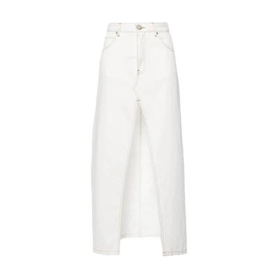 (Women) PINKO White Slim-Fit Mid-Waist Casual Maxi Skirt for Women. 103628A1VD-Z05