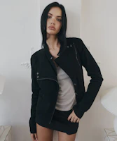 (Women) Please No Follow Asym Cotton Washed Black Jacket PNBFJA004BK (Women) Please No Follow Asym Cotton Washed Black Jacket PNBFJA004BK