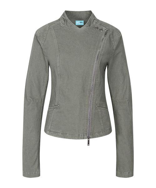 Lookbook (Women) Please No Follow Asym Cotton Washed Jacket - Washed Khaki Grey PNBFJA004KK