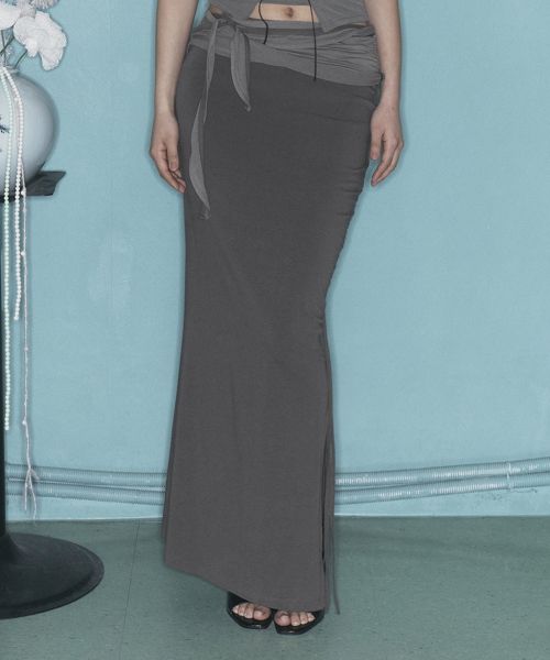 Order (Women) Please No Follow Ina Shirring Long Skirt - Khaki  Maxi Skirt PNBFSK005KK