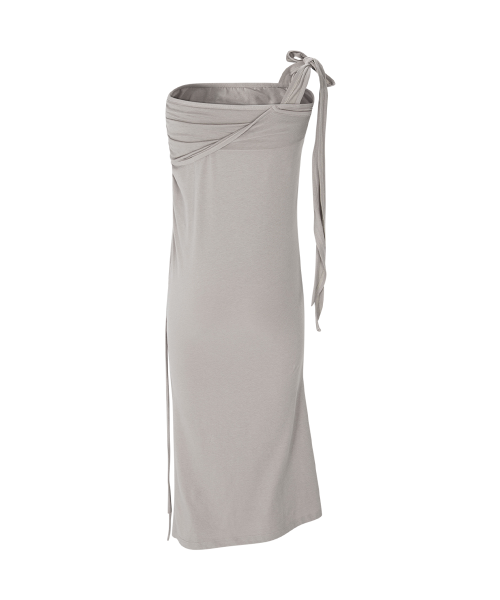 Shop (Women) PLEASE NO FOLLOW Ina Shirring Long Skirt - Ash Beige Elegant Maxi Skirt PNBFSK005BE