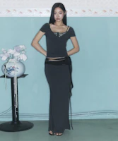 (Women) PLEASE NO FOLLOW Ina Shirring Maxi Skirt - Charcoal PNBFSK005CH (Women) PLEASE NO FOLLOW Ina Shirring Maxi Skirt - Charcoal PNBFSK005CH