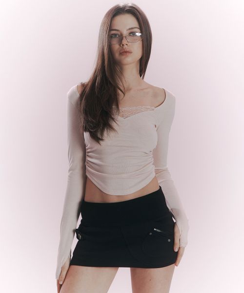 Order (Women) Please No Follow Karena Black Side Pocket Mini Skirt PNBFSK001BK