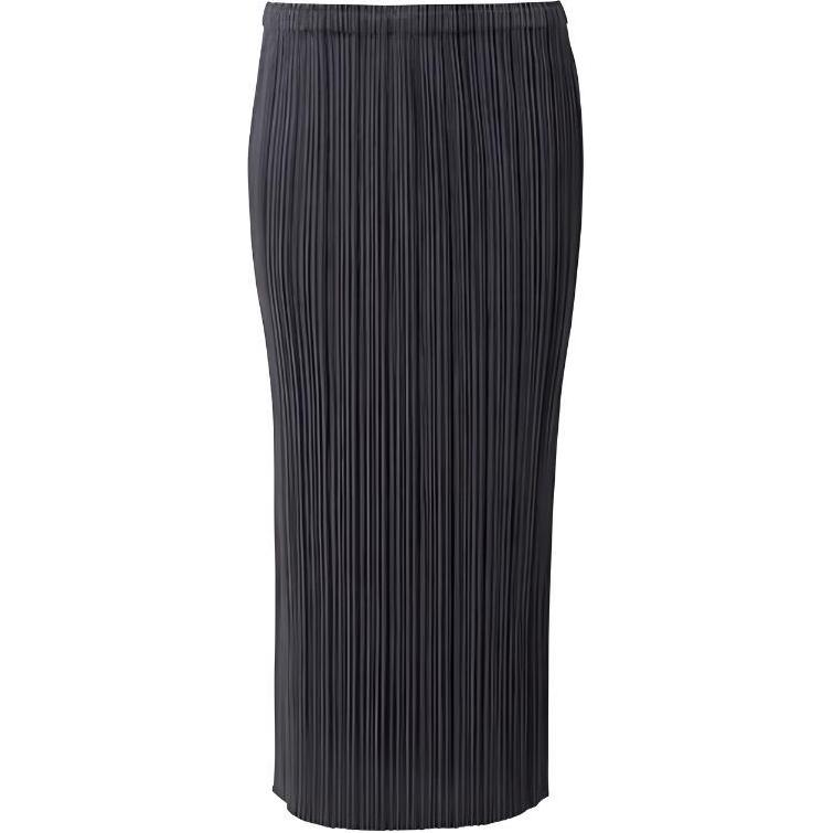 (Women) PLEATS PLEASE ISSEY MIYAKE  Black Solid Pleated Mid-Waist Long Skirt PP55JG112-15