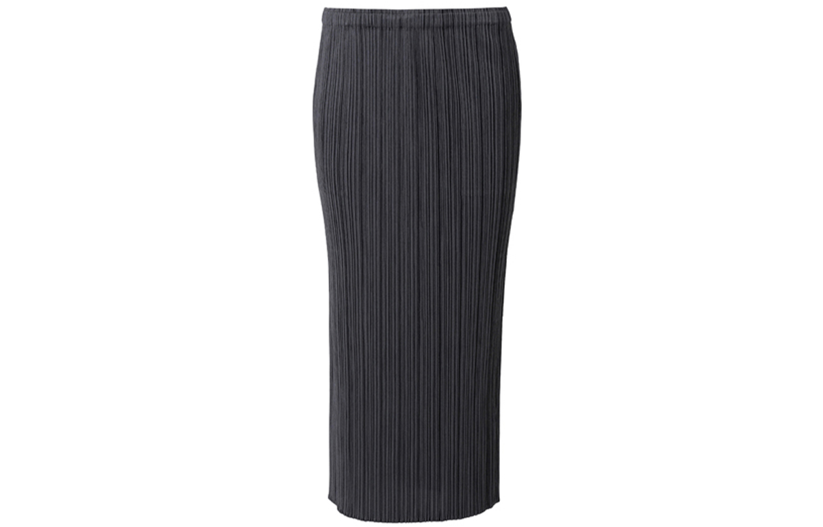 Order (W) PLEATS PLEASE ISSEY MIYAKE 黑色純色百褶中腰長裙 PP55JG112-15