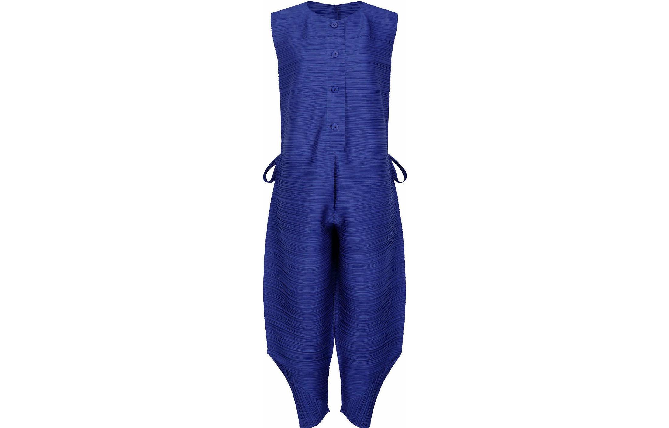 (Women) PLEATS PLEASE ISSEY MIYAKE  Blue Sleeveless Pleated Ankle-Length Jumpsuit PP21JI393-72