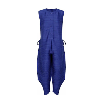(Women) PLEATS PLEASE ISSEY MIYAKE Blue Sleeveless Pleated Ankle-Length Jumpsuit PP21JI393-72
