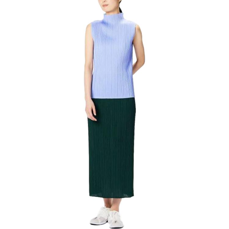 Shop (W) PLEATS PLEASE ISSEY MIYAKE 淺藍色無袖高領上衣 PP38JK802-70