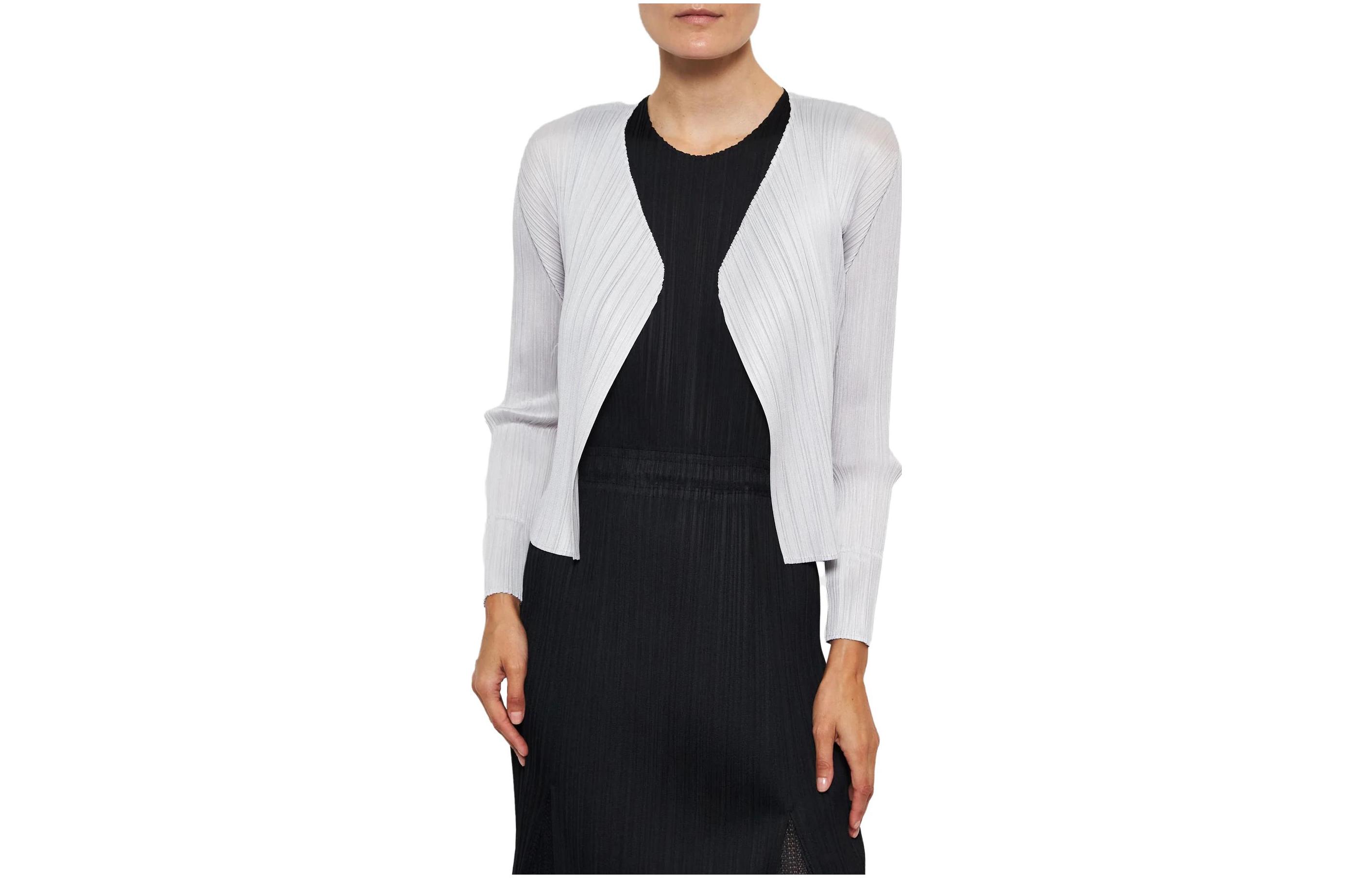 Order (W) PLEATS PLEASE ISSEY MIYAKE 淺灰色針織短版開襟衫 PP36JO106-10