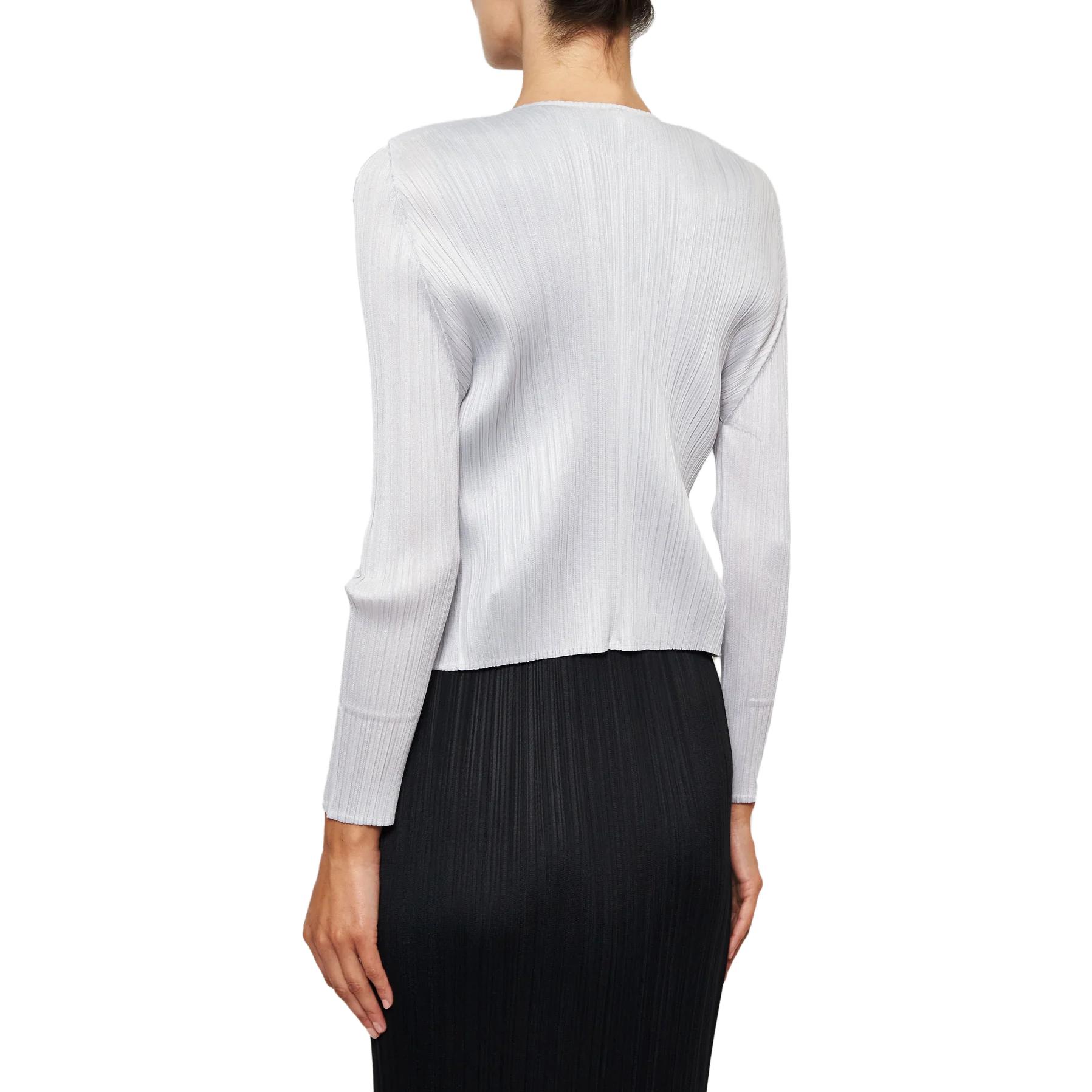 Shop (W) PLEATS PLEASE ISSEY MIYAKE 淺灰色針織短版開襟衫 PP36JO106-10