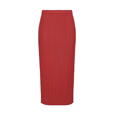 (Women) PLEATS PLEASE ISSEY MIYAKE Red Solid Pleated Maxi Skirt PP36JG808-24