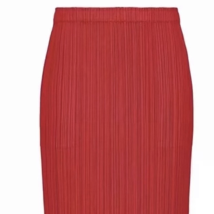 Purchase (W) PLEATS PLEASE ISSEY MIYAKE Skirt Merah Maxi Lipat Solid PP36JG808-24