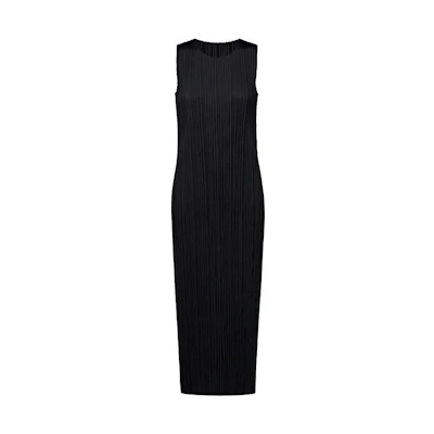 (Women) PLEATS PLEASE ISSEY MIYAKE Sleeveless Black Pleated Midi Dress PP55JH114-15