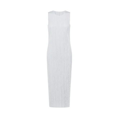 (Women) PLEATS PLEASE ISSEY MIYAKE Sleeveless Solid Pleated Dress Light Grey PP55JH114-10