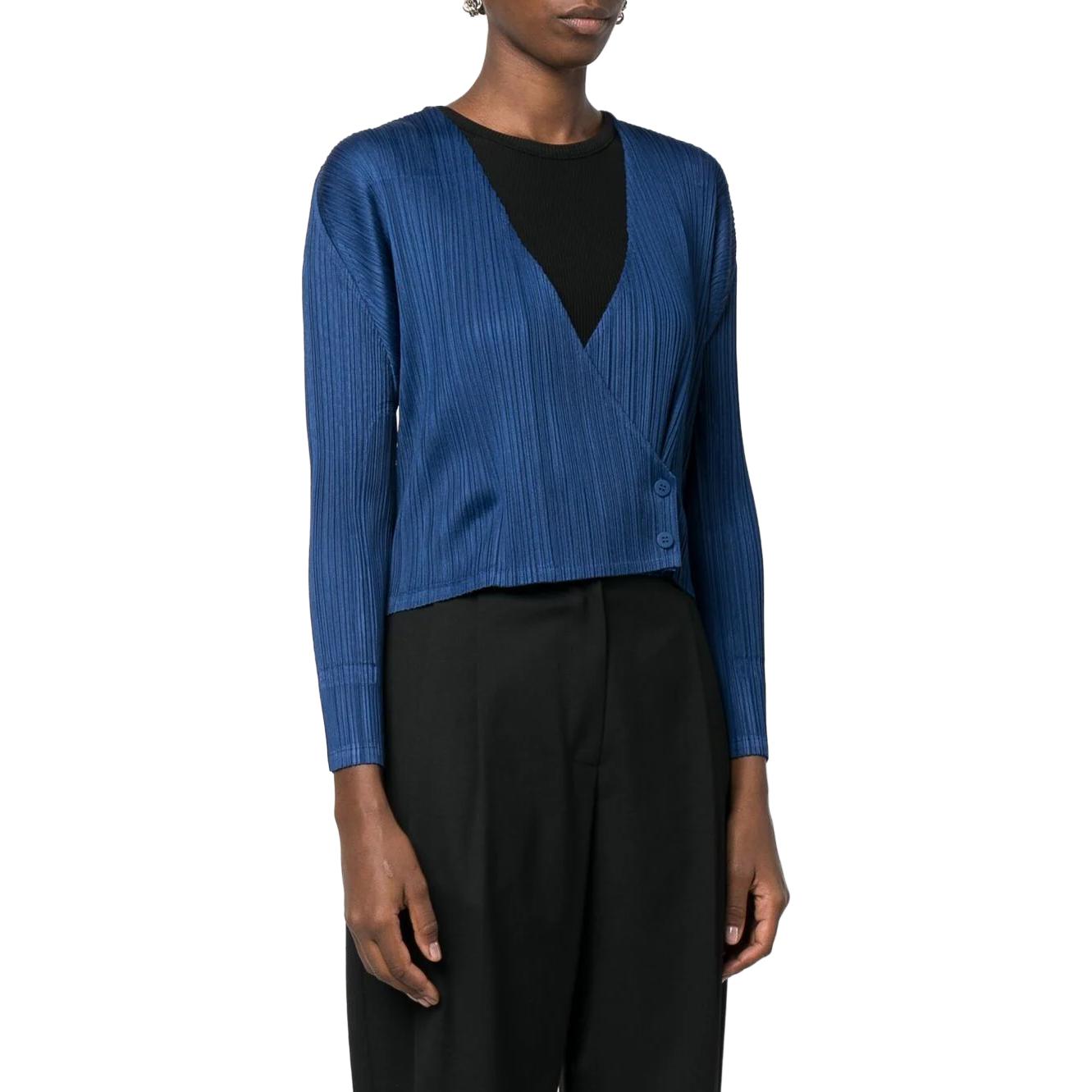 Lookbook (W) 플리츠플리즈 이세이 미야케 솔리드 플리츠 랩 재킷 블루 PP28J0132-78