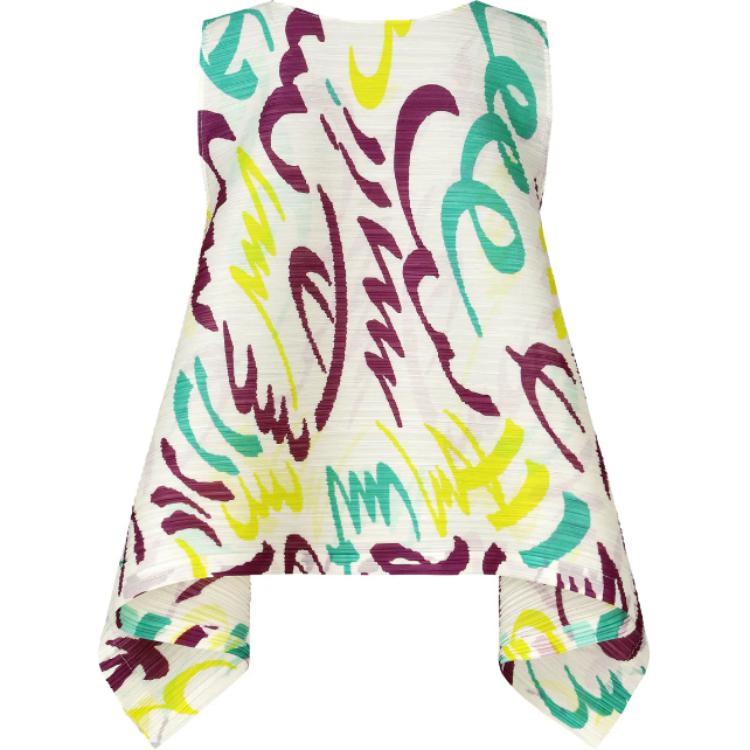 Lookbook (W) PLEATS PLEASE ISSEY MIYAKE 白色無袖百褶印花上衣 PP46JK711-01