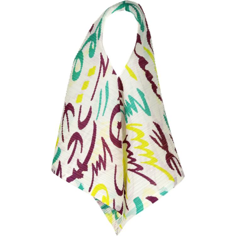 Shop (W) PLEATS PLEASE ISSEY MIYAKE 白色無袖百褶印花上衣 PP46JK711-01