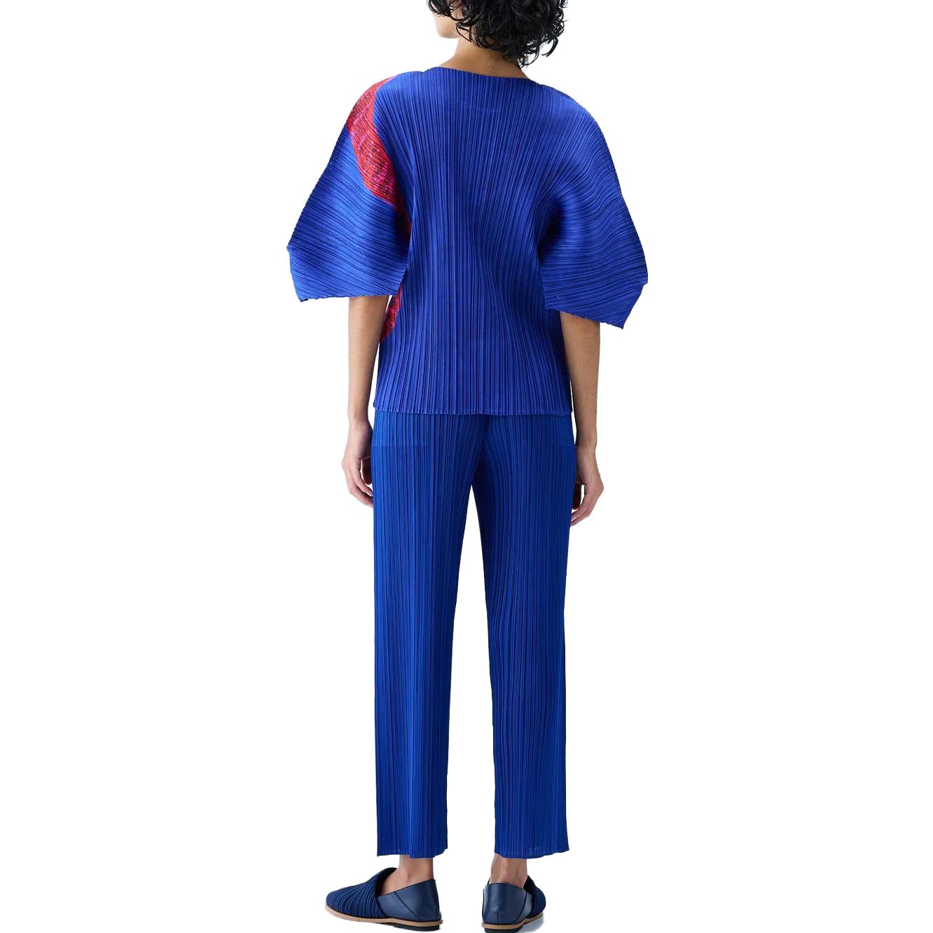 Purchase (W) PLEATS PLEASE ISSEY MIYAKE 花卉印花寬鬆T恤 藍色 PP33JK682-72
