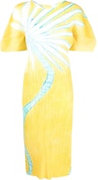 (Women) PLEATS PLEASE ISSEY MIYAKE Floral Print Pleated Dress Women Canary Yellow PP38JH685-52 (Women) PLEATS PLEASE ISSEY MIYAKE Floral Print Pleated Dress Women Canary Yellow PP38JH685-52