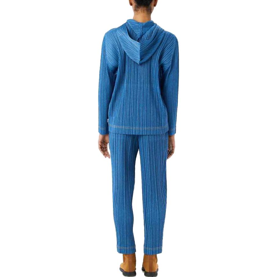 Shop (W) PLEATS PLEASE ISSEY MIYAKE FW22 藍色純色摺疊錐形長褲 PP23JF624-72