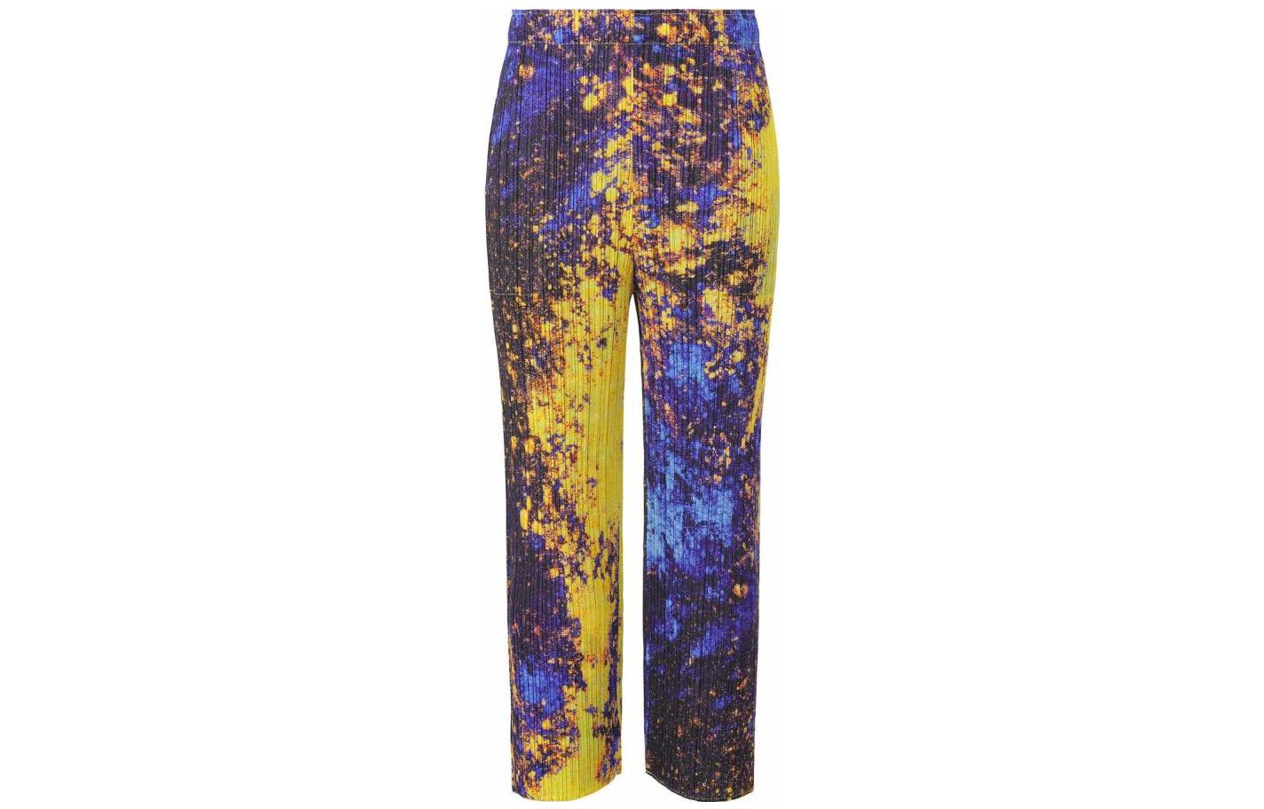 (Women) PLEATS PLEASE ISSEY MIYAKE FW22 Paint Splatter Elastic Waist Straight Pants Women. PP28JF685-97