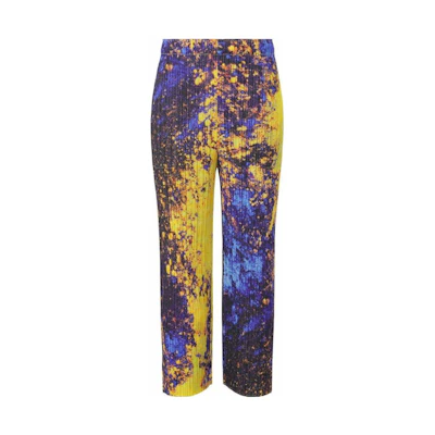 (Women) PLEATS PLEASE ISSEY MIYAKE FW22 Paint Splatter Elastic Waist Straight Pants Women. PP28JF685-97