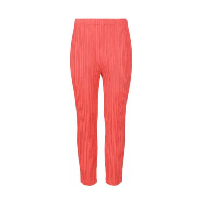 (Women) PLEATS PLEASE ISSEY MIYAKE FW22 Pink Solid Pleated Slim Fit Pants PP23JF381-23