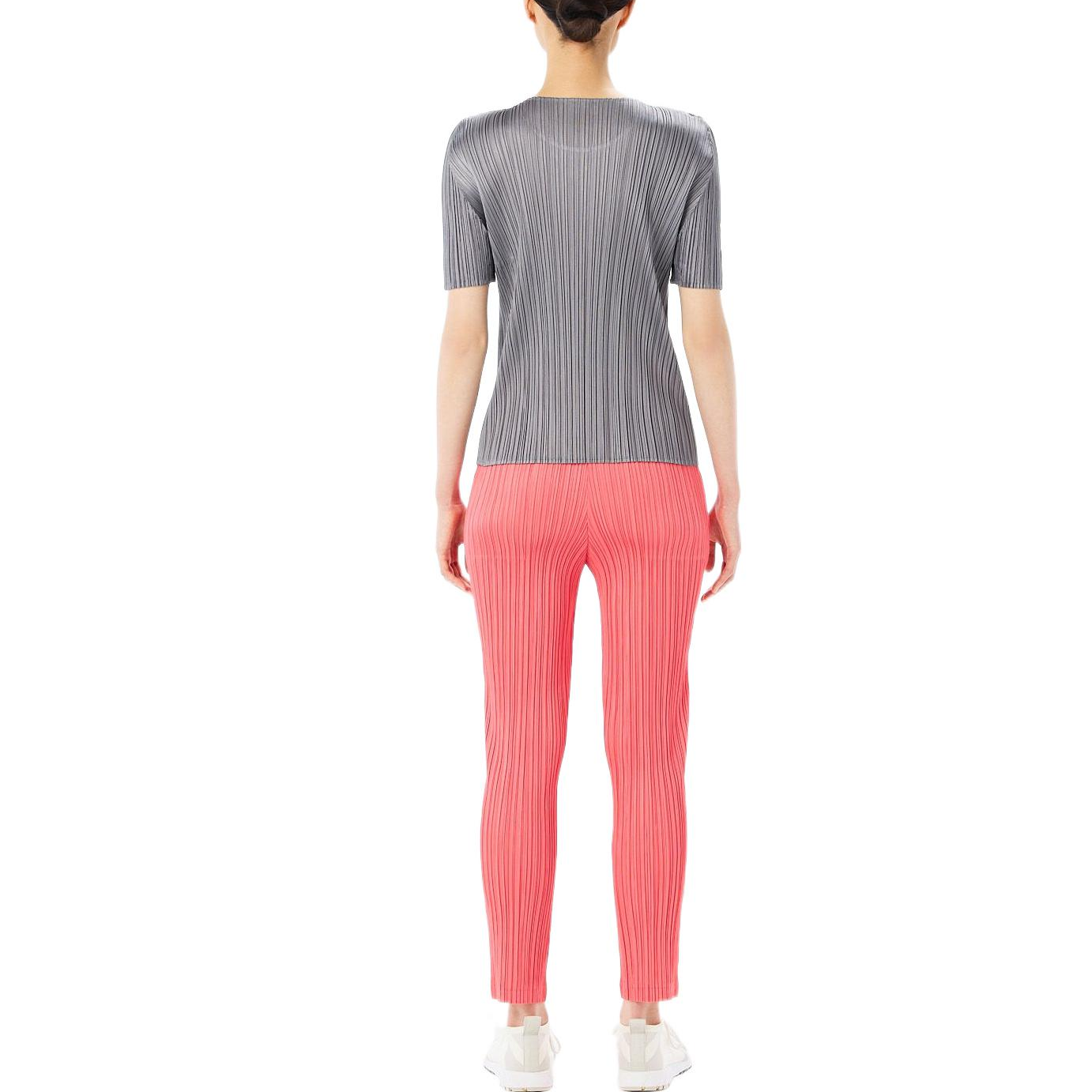 Shop (W) PLEATS PLEASE ISSEY MIYAKE FW22 Seluar Slim Fit Lipatan Pink Solid PP23JF381-23