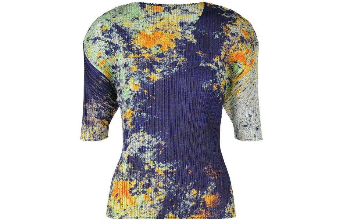 (Women) PLEATS PLEASE ISSEY MIYAKE FW22 Purple Pleated Ink-Effect Sunproof Shirt . PP23JK684-96