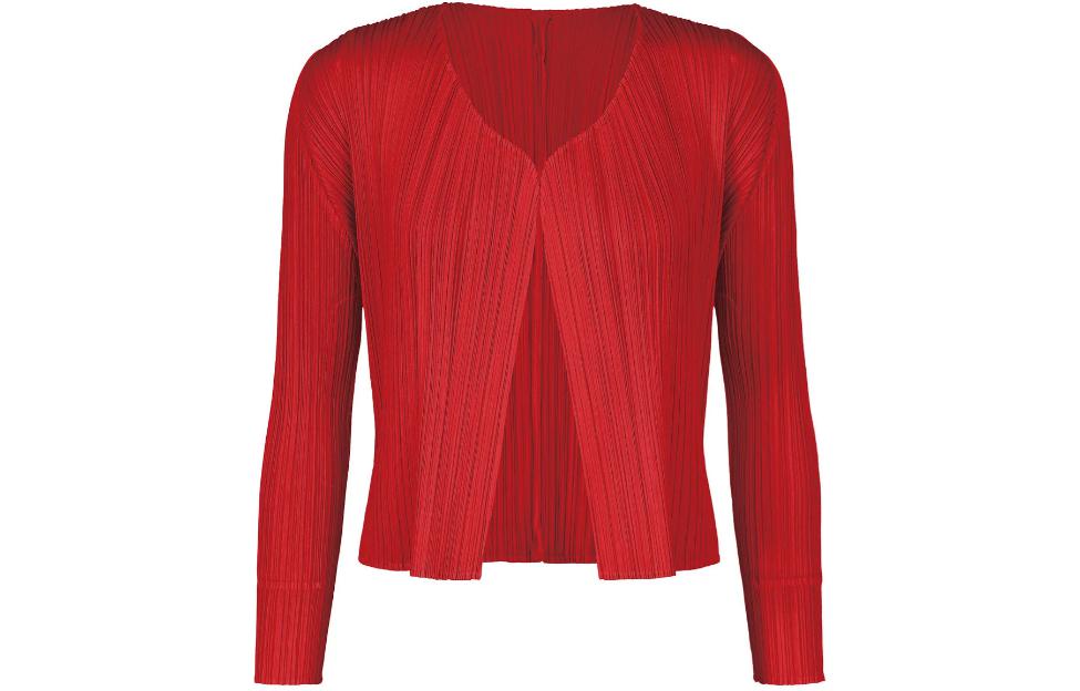 Order (W) PLEATS PLEASE 三宅一生 FW23 紅色V領長袖休閒襯衫 PP38JO805-24