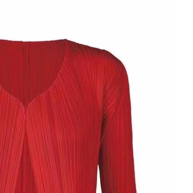 Shop (W) PLEATS PLEASE 三宅一生 FW23 紅色V領長袖休閒襯衫 PP38JO805-24