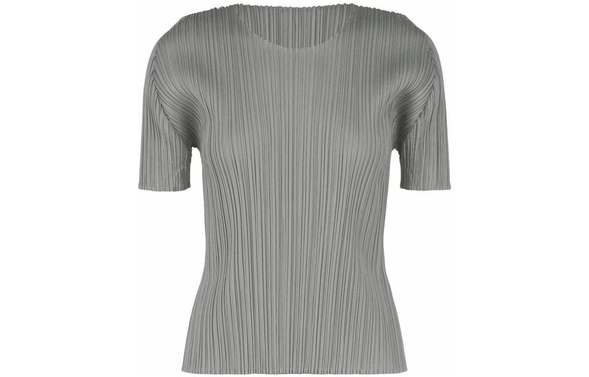 (Women) PLEATS PLEASE ISSEY MIYAKE Grey Short Sleeve Loose T-Shirt Women SS22 PP55JK103-12