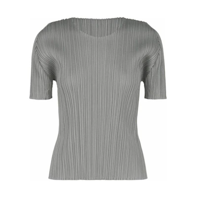 (Women) PLEATS PLEASE ISSEY MIYAKE Grey Short Sleeve Loose T-Shirt Women SS22 PP55JK103-12