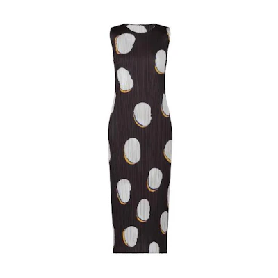 (Women) PLEATS PLEASE ISSEY MIYAKE Lucky Bean Print Sleeveless Dress Women Black PP41JH676-01