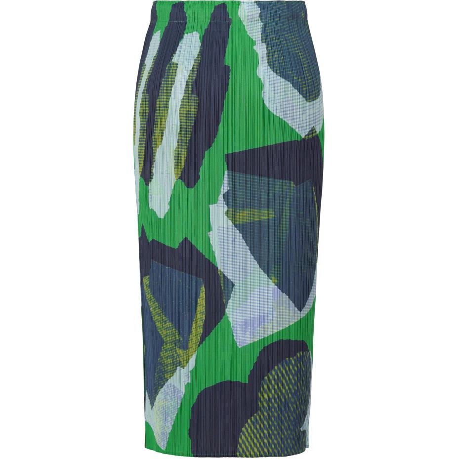 Lookbook (W) PLEATS PLEASE ISSEY MIYAKE 流星印花綠色彈性中長裙 女裝 PP43JG685-62