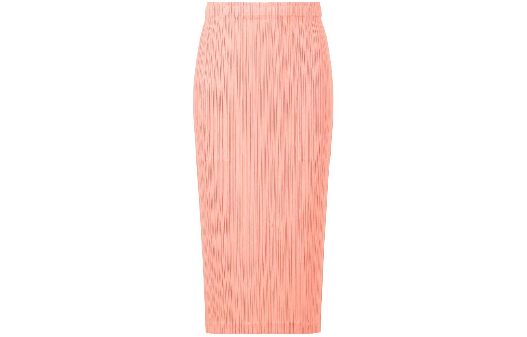 (Women) PLEATS PLEASE ISSEY MIYAKE Solid Color Pleated Elastic Waist Maxi Skirt Women PP33JG144-22