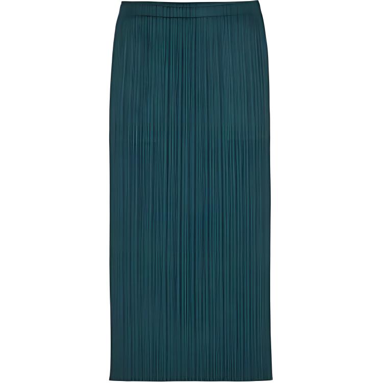 (Women) PLEATS PLEASE ISSEY MIYAKE Solid Mid-Waist Midi Skirt Green  Casual Wear PP36JG808-69