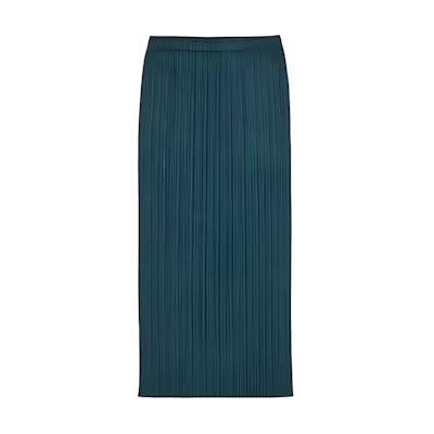 (Women) PLEATS PLEASE ISSEY MIYAKE Solid Mid-Waist Midi Skirt Green Casual Wear PP36JG808-69