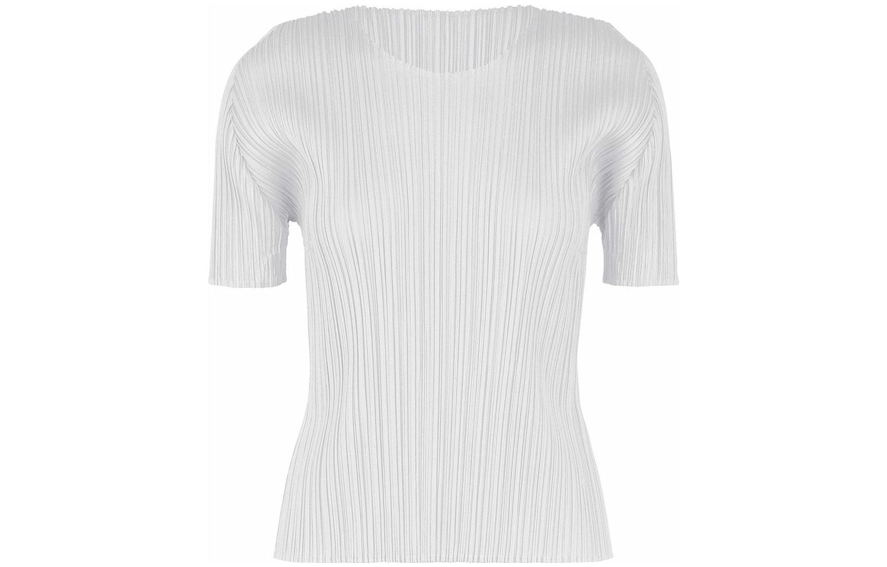 (Women) PLEATS PLEASE ISSEY MIYAKE Solid Pleated Crewneck Short Sleeve Tee White Women SS22 PP55JK103-10