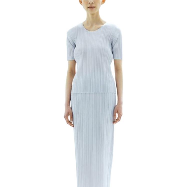 Lookbook (W) PLEATS PLEASE ISSEY MIYAKE 純白短袖壓褶圓領上衣 女款 SS22 PP55JK103-10