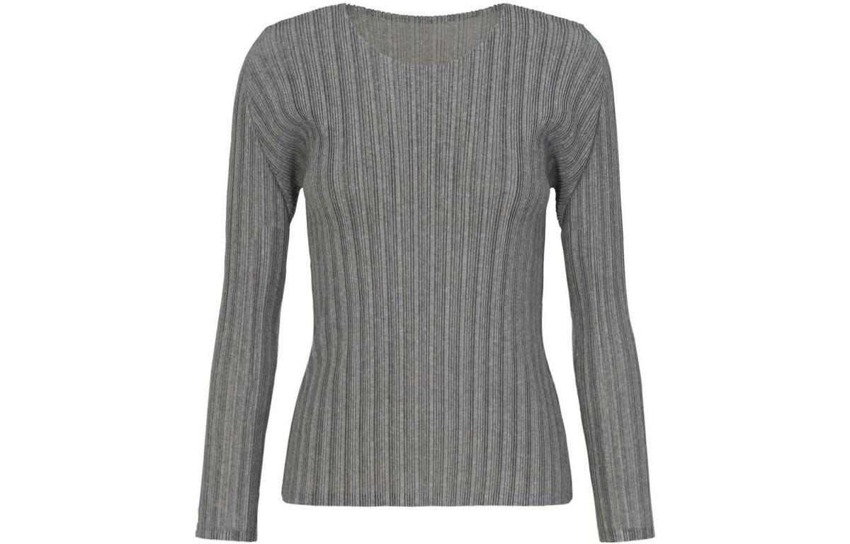 (Women) PLEATS PLEASE ISSEY MIYAKE Solid Pleated Long Sleeve Pullover Tee Women PP55FK112-16