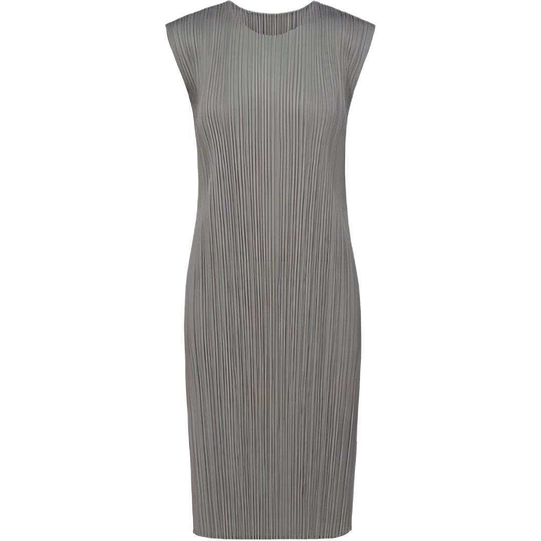 (Women) PLEATS PLEASE ISSEY MIYAKE Solid Pleated Sleeveless Dress Women’s Grey PP55JH113-12