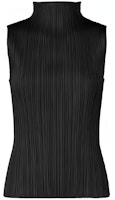 (Women) PLEATS PLEASE ISSEY MIYAKE SS22 Black Sleeveless Pleated Vest Top PP55JK102-15 (Women) PLEATS PLEASE ISSEY MIYAKE SS22 Black Sleeveless Pleated Vest Top PP55JK102-15